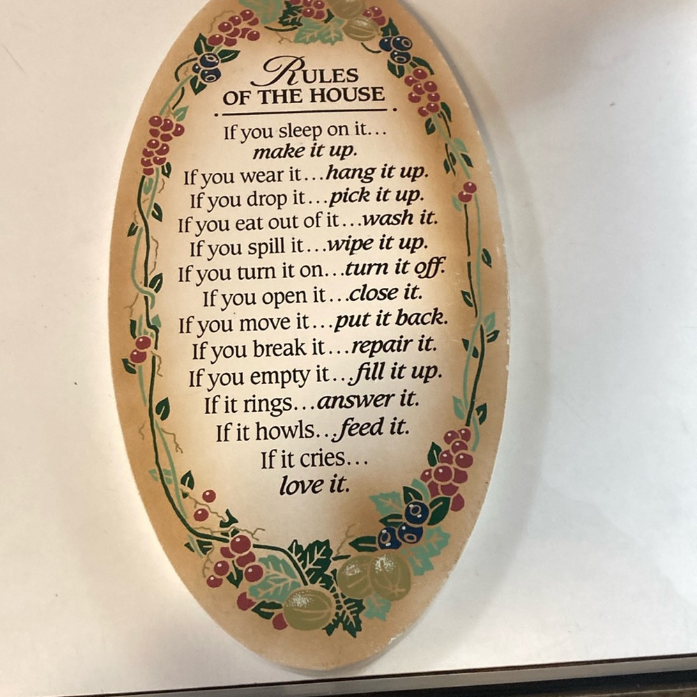 Excellent condition “Rules of the house” sign